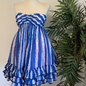 NWT BETSEY JOHNSON VINTAGE STRIPES W/FLOWERS DRESS 4